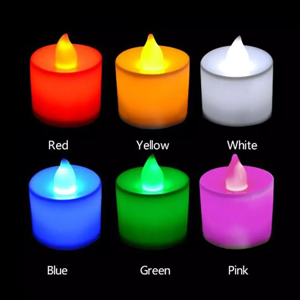 

1pcs Battery Operated Led Candle Flameless Flickering Fake Candle Multicolor Color Lamp Birthday Party Tealights