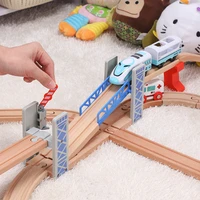 wooden train tracks railway toys set wooden double deck bridge wooden accessories overpass model kids toys childrens gifts