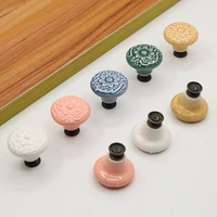 10pcssets ceramic handle embossed pattern cabinet drawer wardrobe shoes cabinet door handle knob color ceramic cabinet pulls