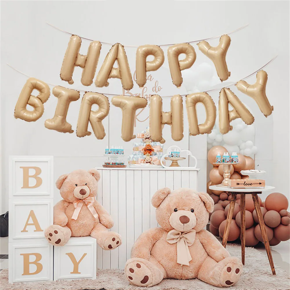 

13pcs Cream Color Happy Birthday Decoration Balloons Caramel Chocolate Letter Foil Ballons Birthday Party Decorations Globos