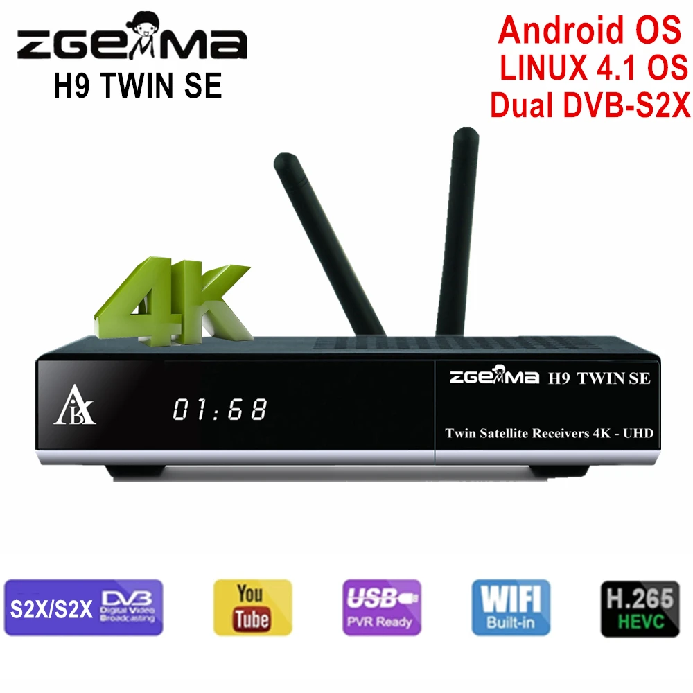 Новое поступление Zgemma H9 TWIN SE спутниковый ресивер двойной телефон 4K UHD Linux и Android os
