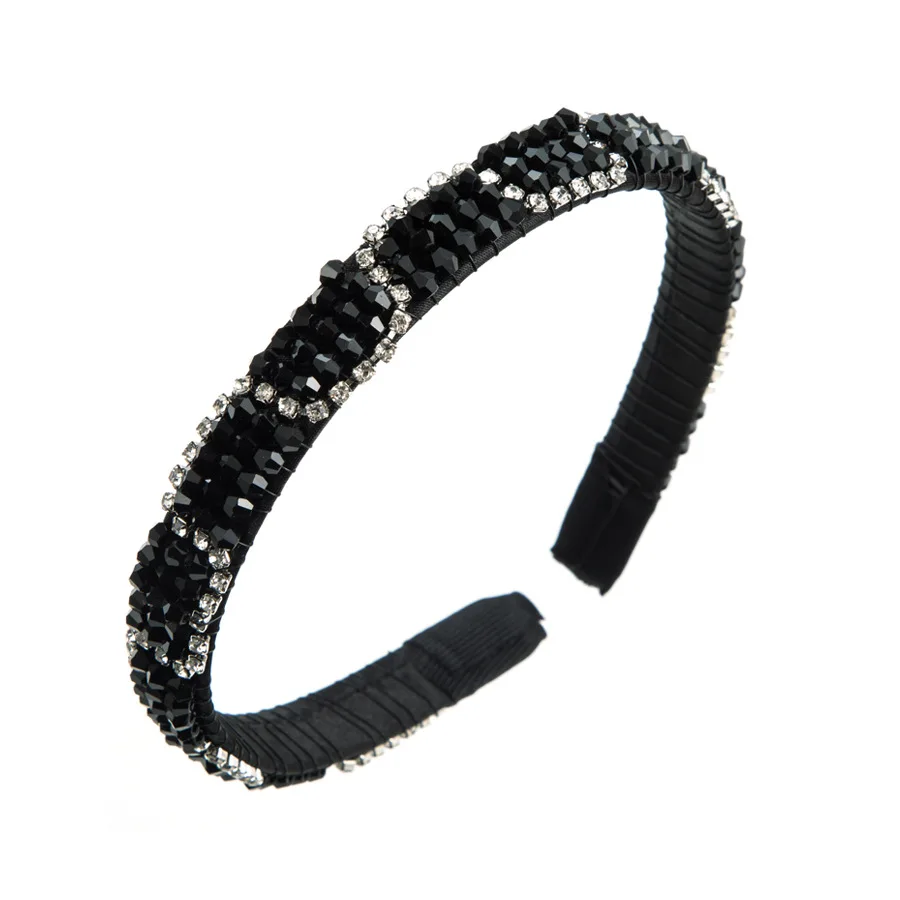 

Korean Simple Crystal Hair Accessories Fashion Hairband Hand-woven Shiny Beaded Diamond Thin Edge Headband for Women Wholesale