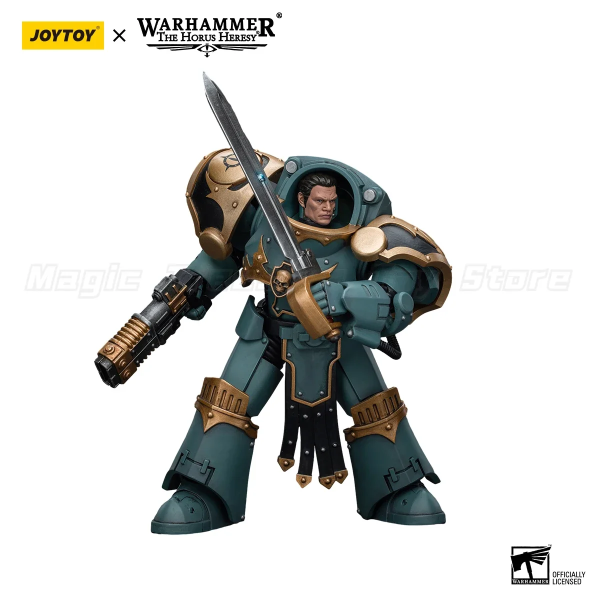 Фото В наличии: JOYTOY Warhammer 40K Sons of Horus Tartaros Terminator Squad Sergeant с Volkite Charger и Power Sword, фигурка 1/18 масштаба. №4
