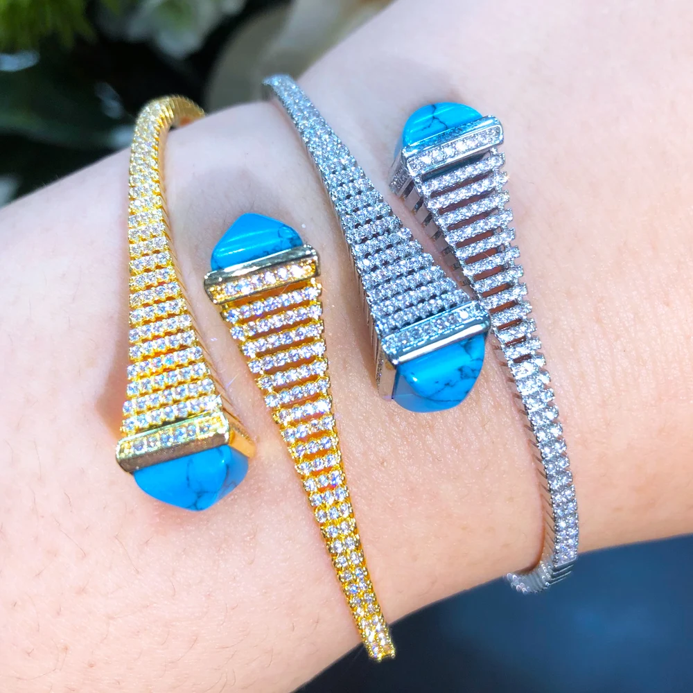 

missvikki Geometric stitching Sparkling Big Bangle Ring Jewelry Set For Women Girl Gift High Quality Cubic Zirconia Accessories