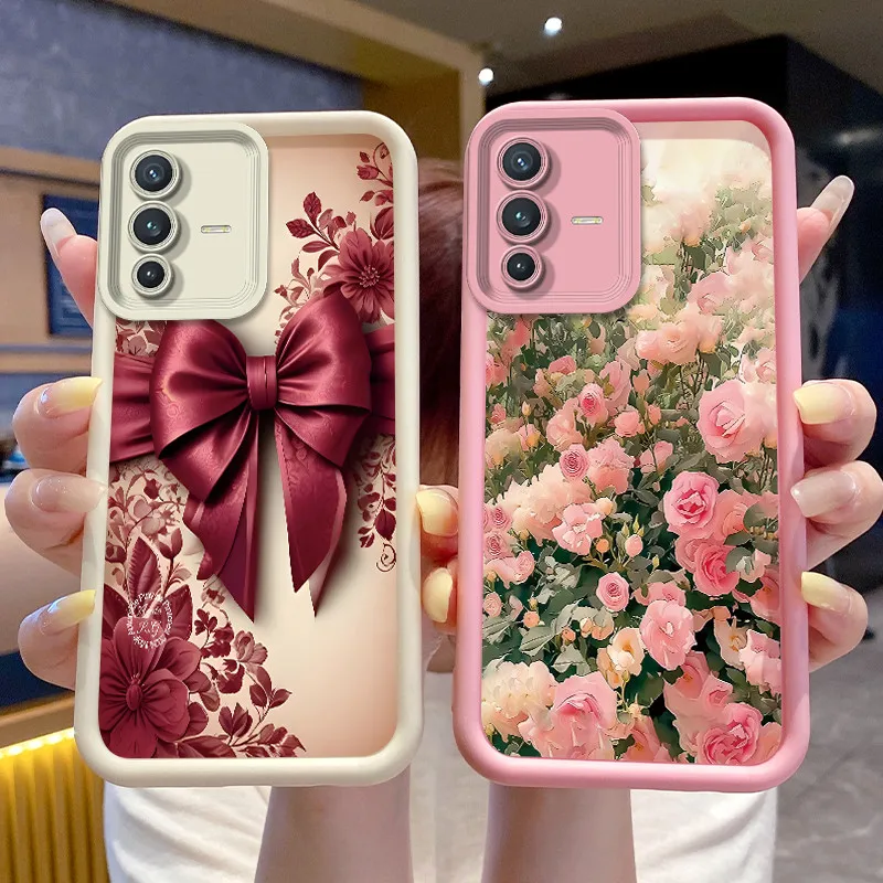 Фото Противоударный чехол для Vivo V23 5G S12/V23 Pro, чехол для телефона VivoV23 S12 Pro, силиконовый защитный чехол с цветочным принтом, силиконовый защитный чехол №2