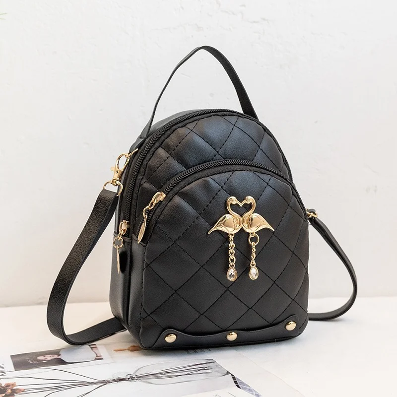 

Mini Backpack Crossbody Bag For Teenage Girl Swan Pendant Women Shoulder Phone Purse Korean Style New Trendy Female 2022