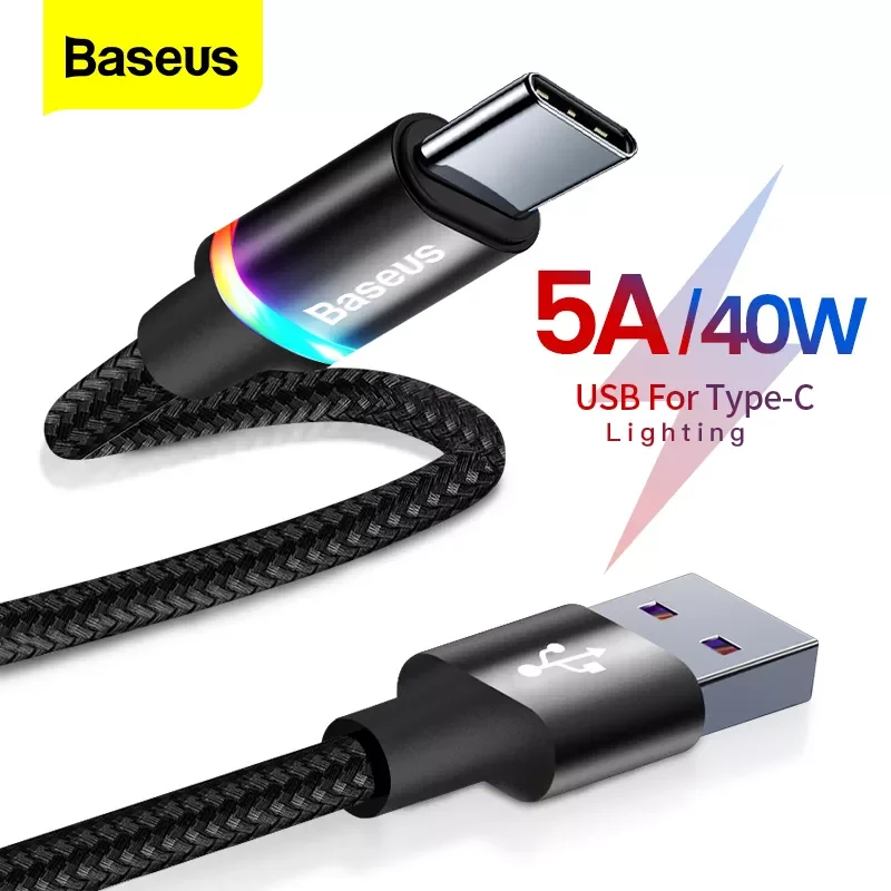 

Baseus 5A USB Type C Cable For Huawei Mate 30 20 P50 P40 P30 Pro Lite 40W SCP Fast Charging Charger USB-C Type-C Cable Wire Cord
