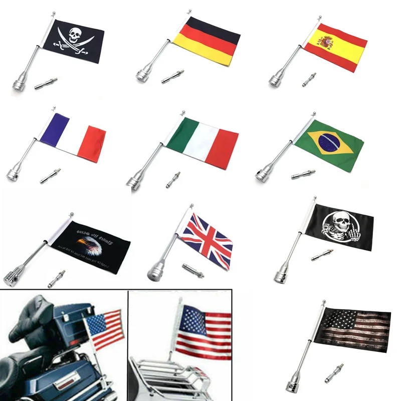 

Motocycle Rear Side Mount Luggage Rack Vertical Flag Pole Universal For Harley Touring Road King Glide Sportster XL883 XL1200
