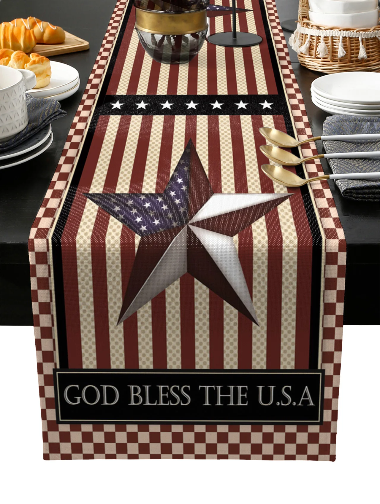 

Independence Day Pentagram Table Runner Wedding Festival Table Decoration Home Decor Kitchen Table Runners Placemats