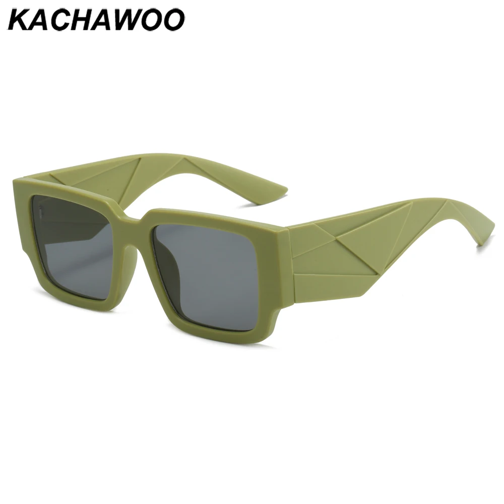 

Мужские и женские очки в толстой оправе Kachawoo, квадратные солнцезащитные очки зеленого, коричневого и черного цвета, популярные солнцезащит...