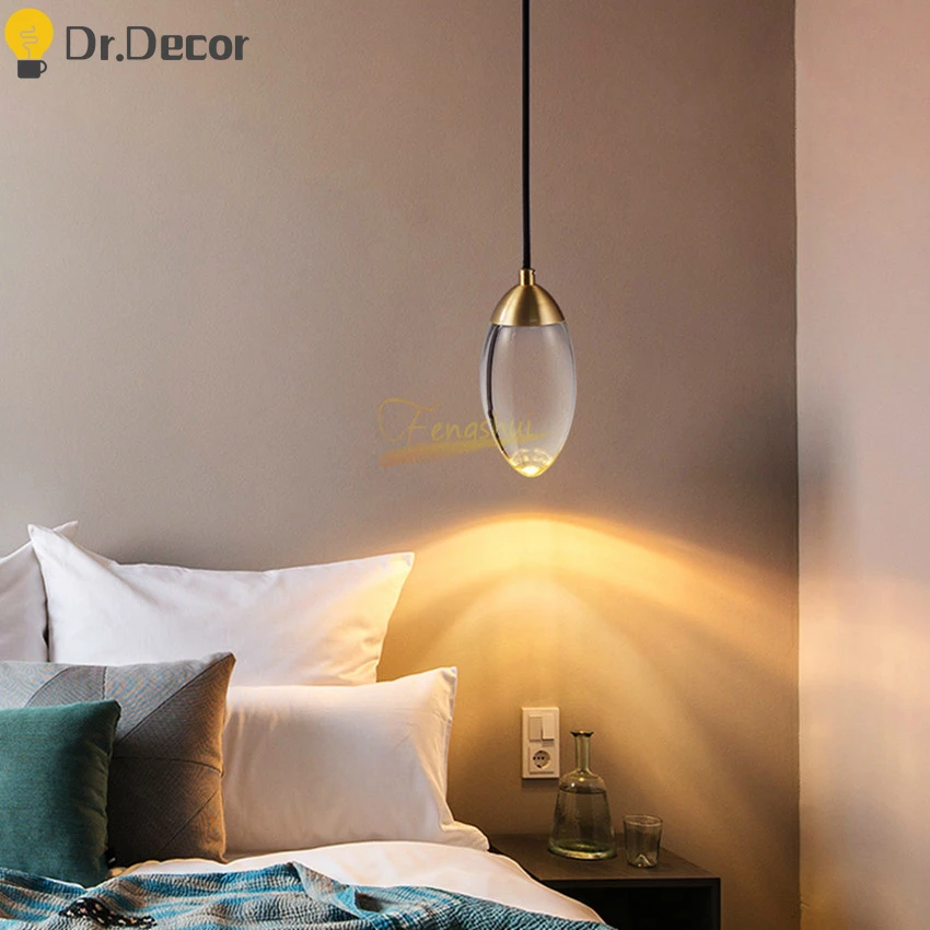 

Nordic Luxury Glass LED Pendant Lights Lighting Modern Crystal Pendant Lamp LOFT Bedroom Bedside Hotel Living Room Hanging Lamps