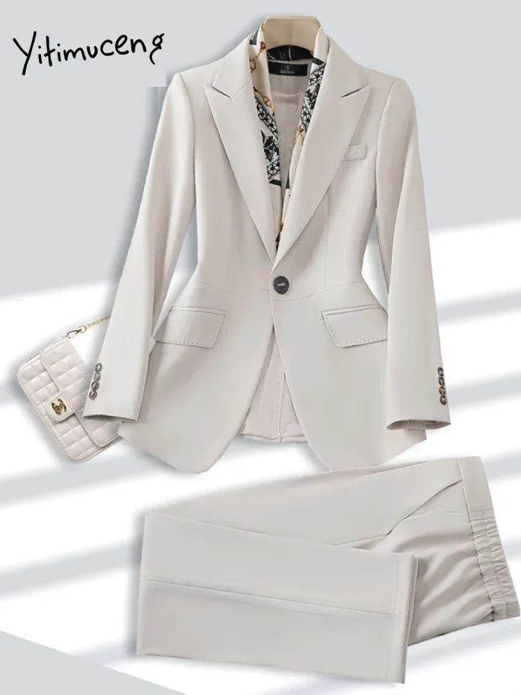 Yitimuceng офисный женский пиджак для женщин 2023 шикарные пальто с отложным воротником