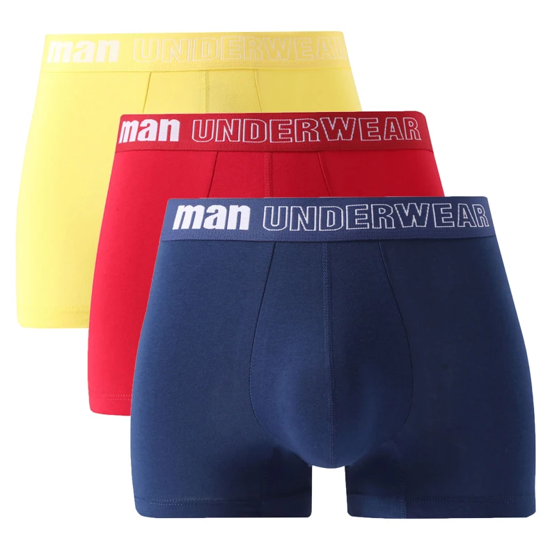 3Pcs/lot Large Size Men Panties Underwear Cotton Breathable Boxer Shorts Male Mid Waist Sexy U Pouch Sports Boxers Underpants