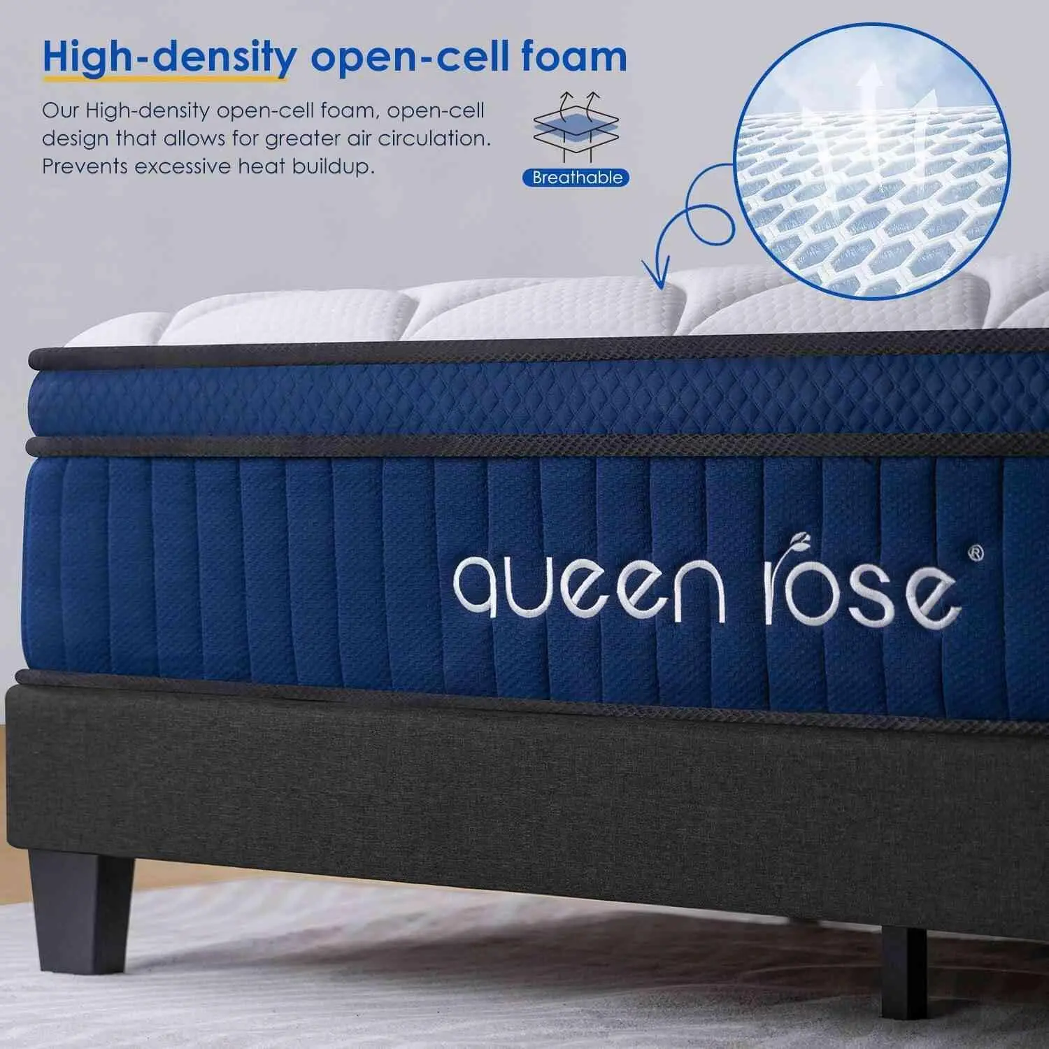 Матрас Queen Size QUEEN ROSE 14-дюймовый матрас с подушкой из пены эффектом памяти в коробке