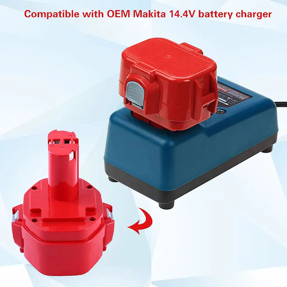 

2022 12800mAh 14.4V Replacement Compatible Makita Battery Ni-Mh 6228D 1435 1435F 192600-1 6233DWBE 6236DWBE Cordless Power Tools