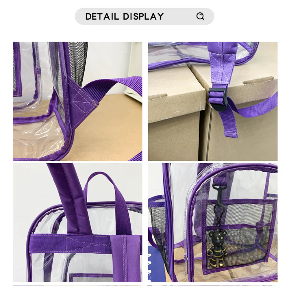 Clear Transparent Backpack PVC School Backpack/Outdoor Backpack with Black Trim, Large Capacity Student Schoolbag, Couple Travel