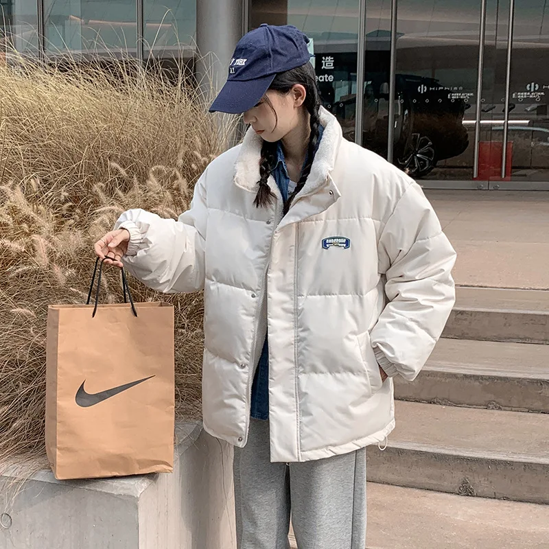 2022 Winter New Stand Collar Loose Lamb Fleece Cotton Jacket Women Wear Fleece Thickened Warm Jacket Women