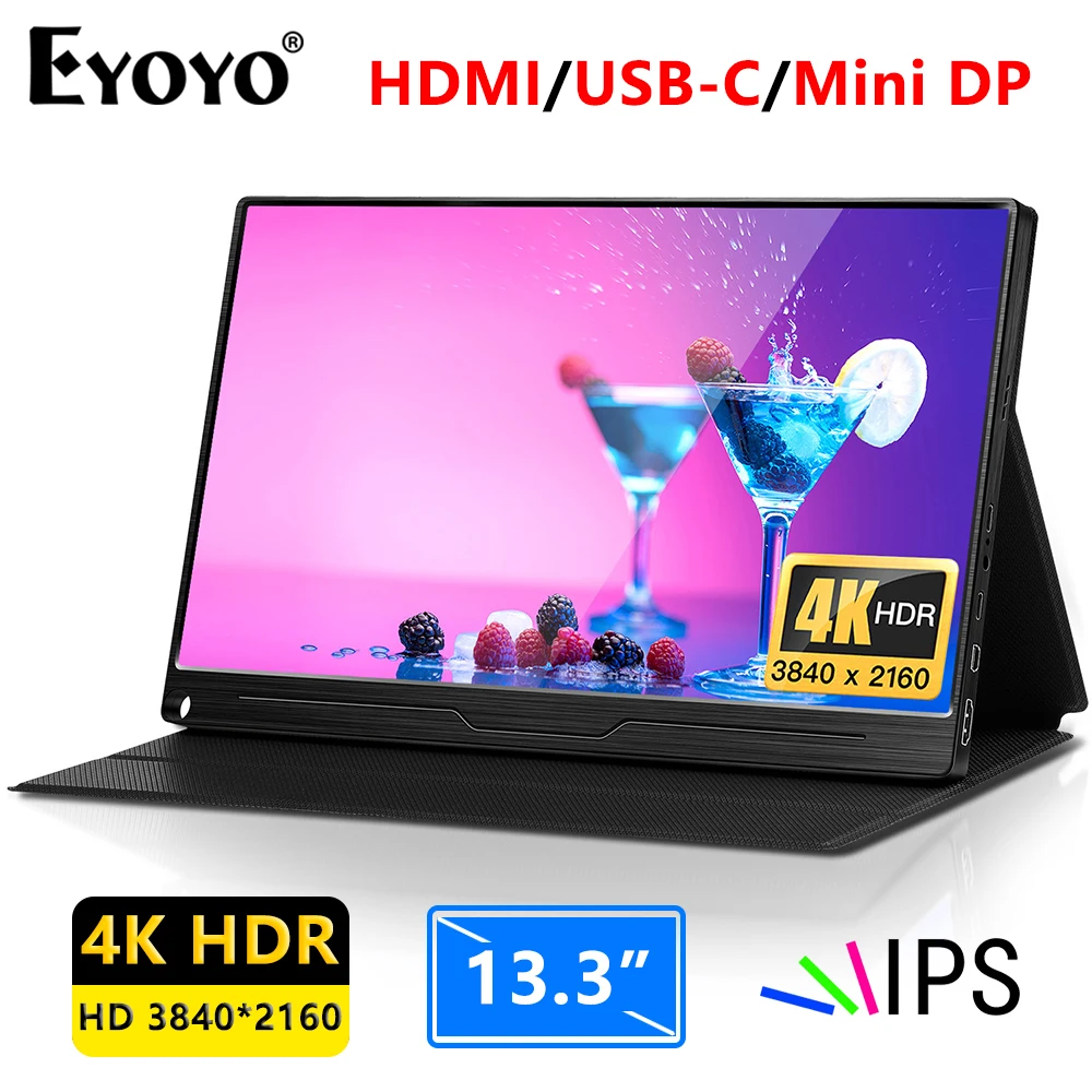 

Eyoyo 13.3 Inch 4K Portable Monitor IPS Full HD 3840x2160 Type-C LCD Gaming Screen With HD/DP/USB-C Input For Xbox Switch PS3/4