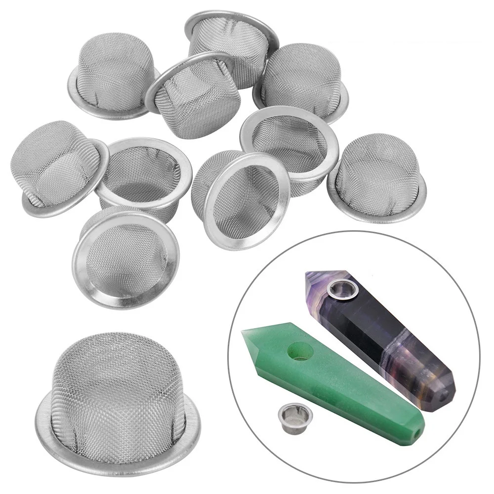 

10Pcs Smoking Pipe Metal Filter Cap Stainless Steel Filter Screen Crystal Pipes Filter Mesh Household Tobacco Weed Accessories