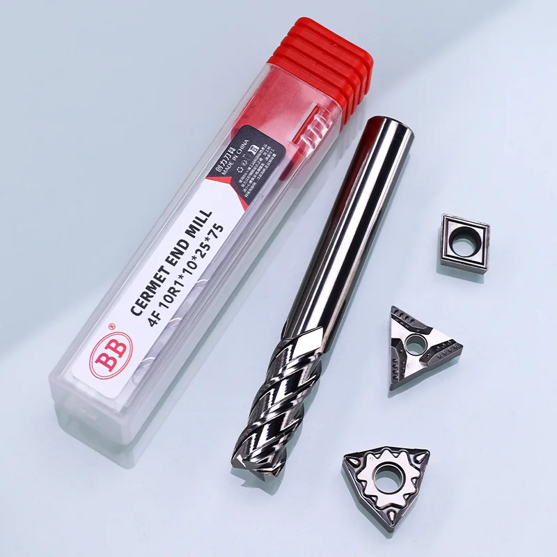 

BB Cermet Flat End Mill Ball Nose Corner Radius Die Steel Cast Iron Cutting CNC Machining Metal Ceramic Tool 6mm 8mm 10mm