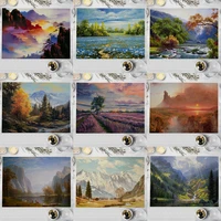 32x42cm natural landscape placemat cotton linen oil painting dining table mat coaster pad green forest bowl mats scenery cup mat