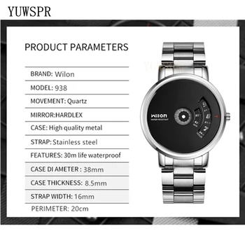 Unique Dial Mens Quartz Watches 8.5mm Fashion Casual Stainless Steel Strap Unisex Clock for School Student Male Female Clock 938 Other Image