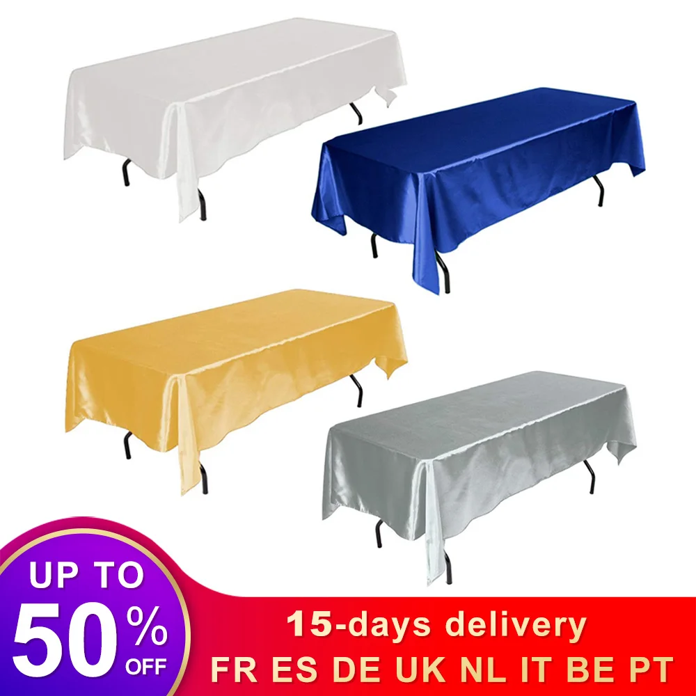 

Rectangle Satin Tablecloth Table Cloth Overlays Wedding Christmas Baby Shower Birthday Christmas Banquet Decor Home Dining Table