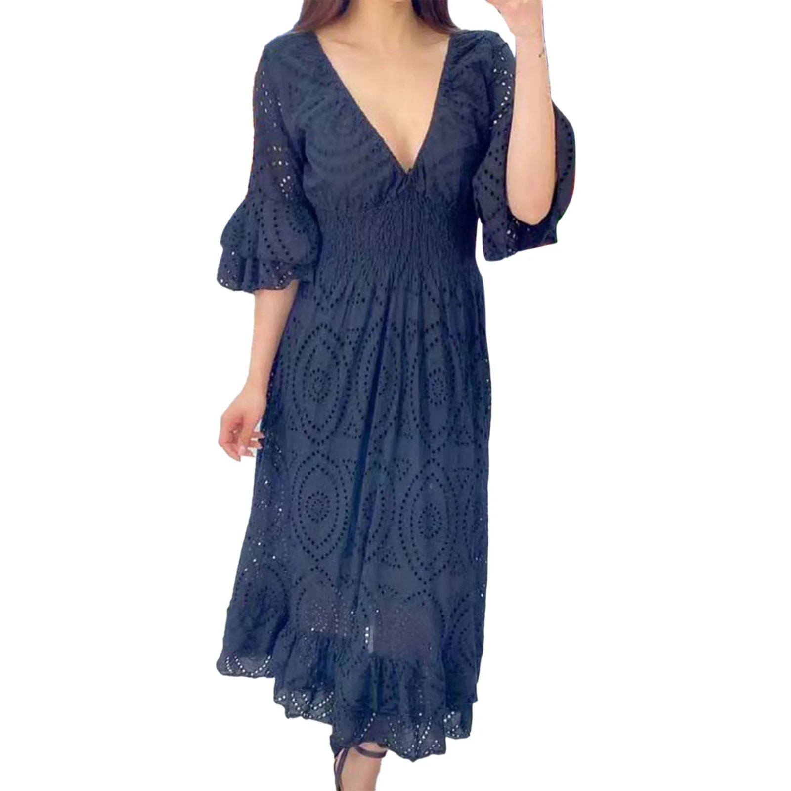 Платье С Кружевными Расклешенными Рукавами Купить