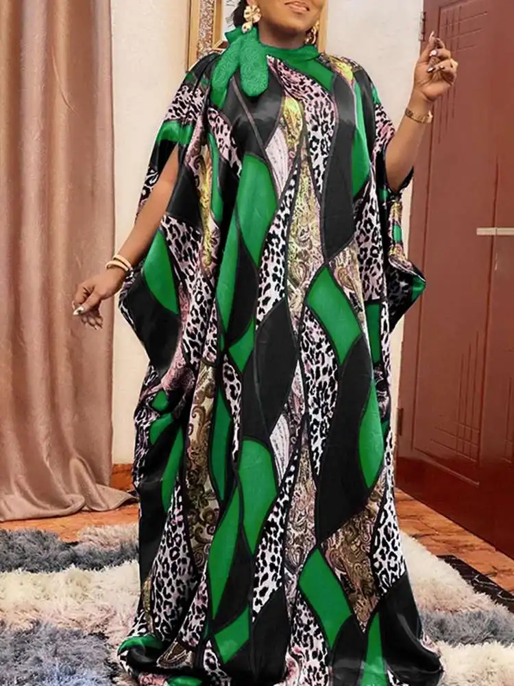 

VONDA Oversize 2022 Sexy Round Neck Sundress Femme Autumn Vintage Robe Short Sleeve Baggy Vestido Leopard Printed Dress Feminina