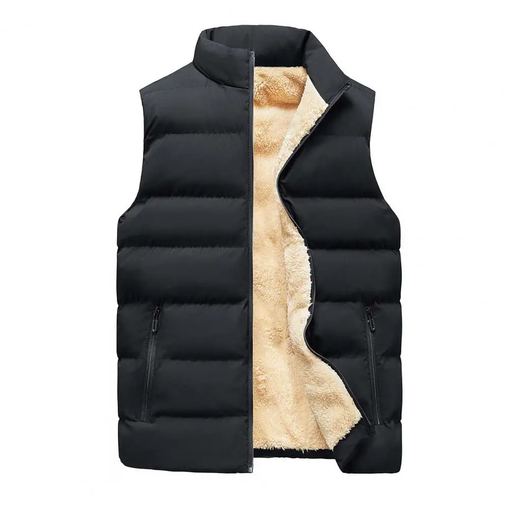 

Men Vest Padded Highly Warm Plush Stand Collar Men Waistcoat ropa hombre New Autumn Winter Warm Sleeveless Jackets