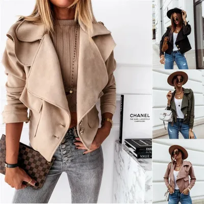 

2023 Autumn/Winter New Long Sleeve Pocket Short Coat Women's Wear