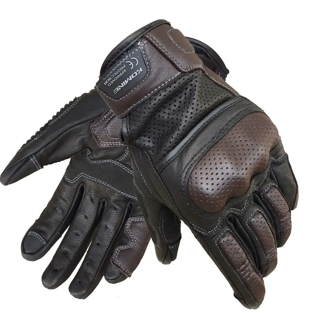 

KOMINE Motorcycle Leather Gloves Touch Screen Riding Gloves Sheepskin Breathable Drop Proof Motorcycle Off-Road Gloves Commuting