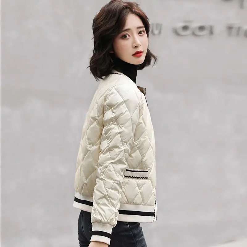 Women's 2023 New Winter Korean Chic Solid Loose Jackets Fashion Female Casual Long Sleeve White Duck Down Coats Clothes C74