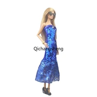 16 dolls accessories blue sequin fishtail dresses for barbie doll clothes for barbie dress princess outfit party gown toy 11 5