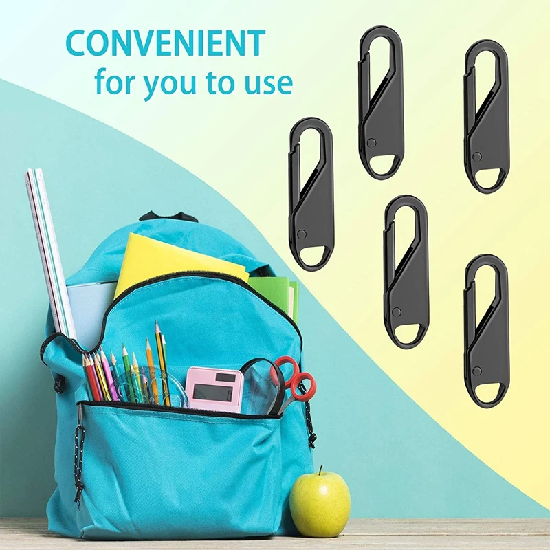 Повышение! Набор из 10 штук для замены и ремонта замков-молний: сдвижной рычаг универсального типа с металлической головкой (цвет черный).