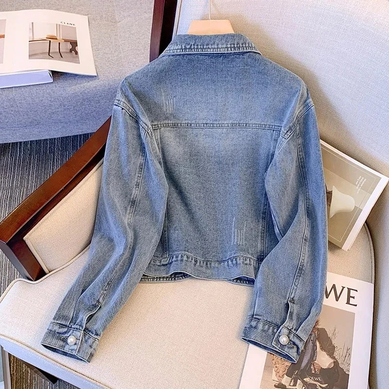 Винтажные джинсовые куртки с пряжкой женская верхняя одежда весна-осень 2024 новая