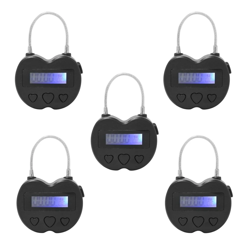 

5X Smart Time Lock LCD Display Time Lock Multifunction Travel Electronic Timer, USB Rechargeable Temporary Timer Padlock