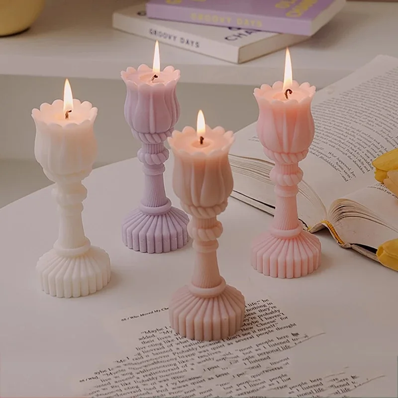 

Lotus Lamp Flower Silicone Candle Mold DIY Tulip Candlestick Soap Resin Plaster Mould Ice Chocolate Making Tool Home Decor Gift