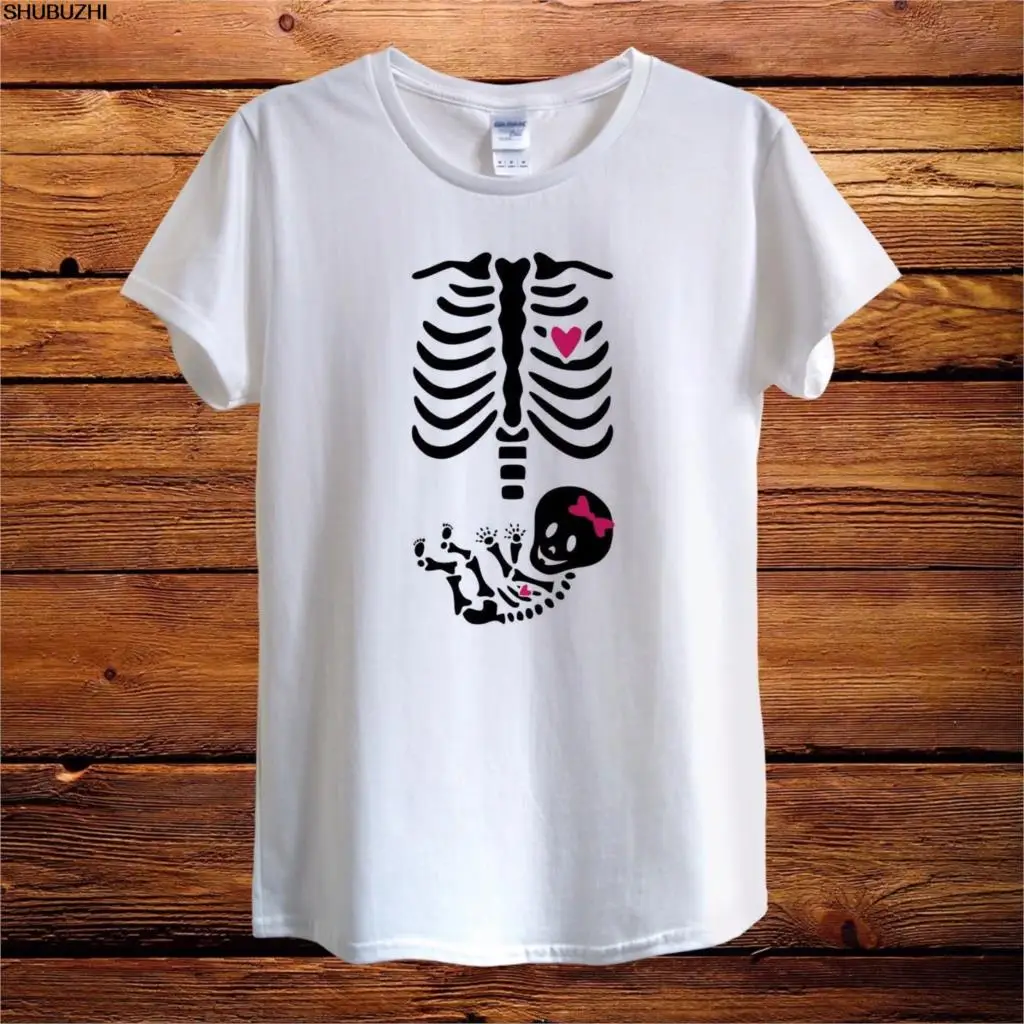 

maternity pregnant baby Girl Boy skeleton Design T-Shirt Women Fitted Halloween men cotton t-shirts bigger size drop shipping
