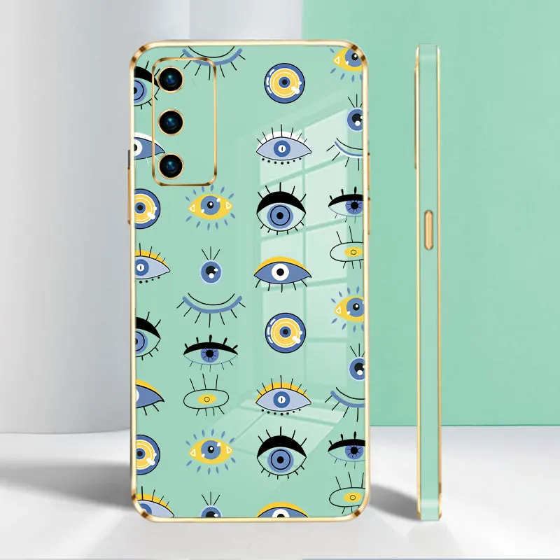 

Gold Plating Bag Magic Eyes Case for Samsung Galaxy S21 Plus S20 FE S22 Ultra Note20Ultra 5G S10Plus S20FE S22Plus Note Cell