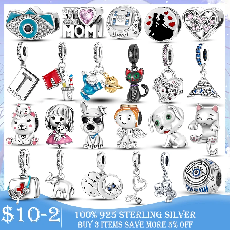 

Silver Color Girl Footprint Sister Tower Firefly Beads Charms fit Pandora Bracelet for Women Silver Original DIY Jewelry Making