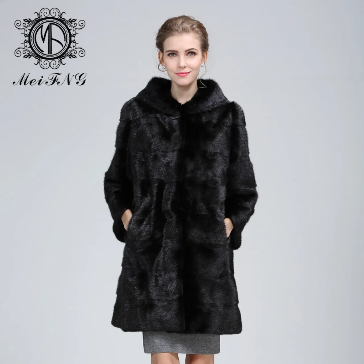 

High quality real mink fur coat 100% natural import mink coats women hooded thick warm winter mink fur jackets