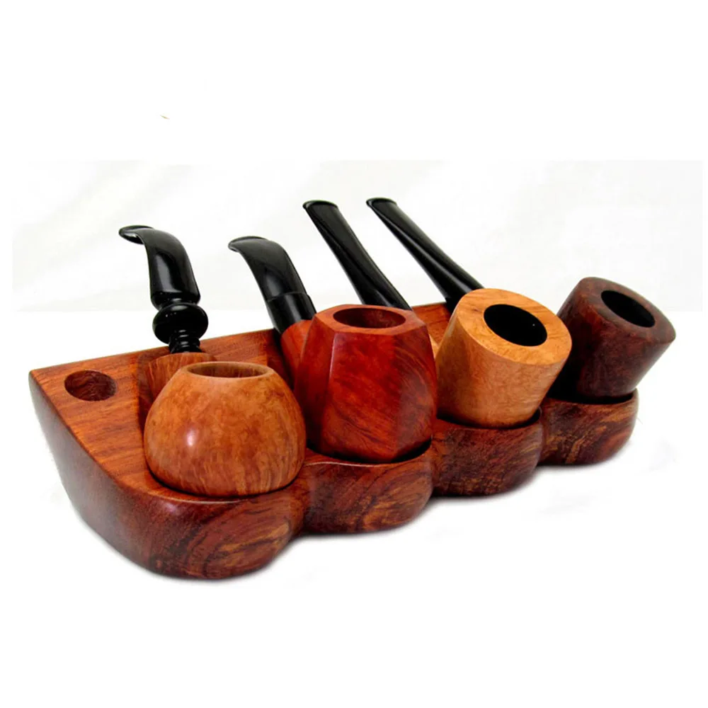 

MUXIANG High Quality Beech Wood Smoking Pipe Racks Pipe Specialized 4 Pipe Spoon Type Holder Smoking Fittings Display Holder