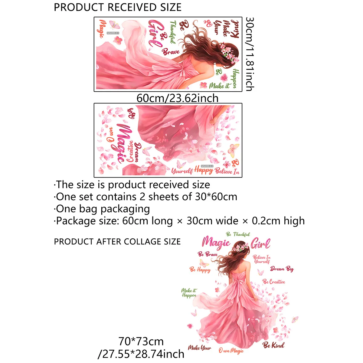 Розовая Волшебная Девушка Бабочка фон стикер стены съемный самоклеящийся ПВХ