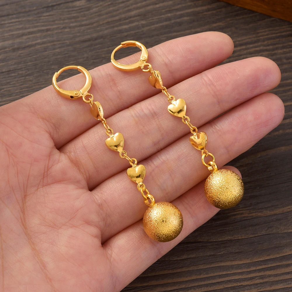 

Gold Color Smooth Ball Earrings for Women/Girl Fashion Trendy Jewelry for Africa Gift