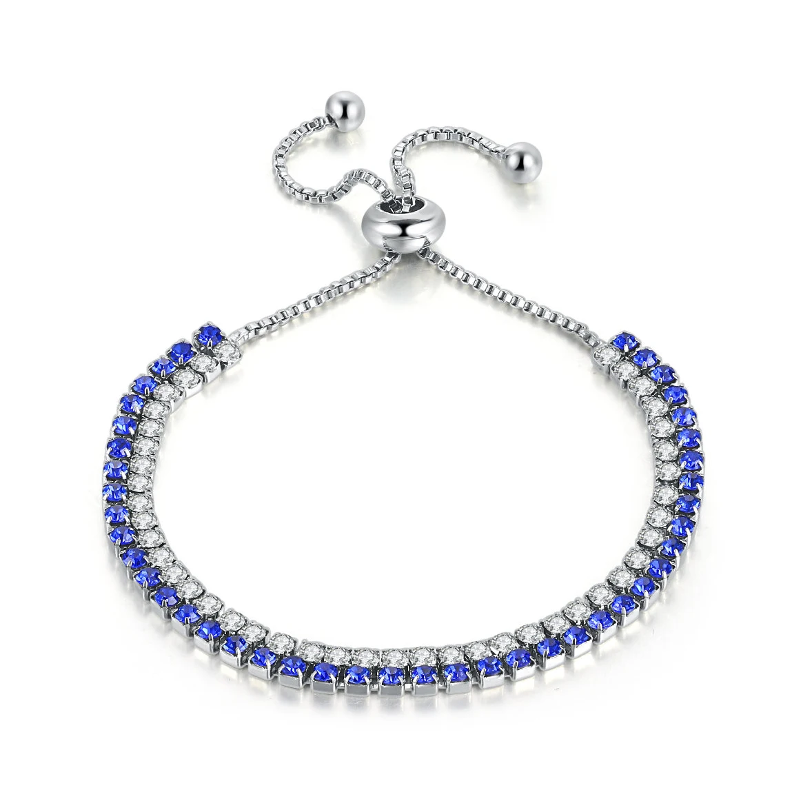 

Adjustable Tennis Bracelet for Women Sparkling Blue Cubic Zirconia Fashion Chain on Hand Bangle Wedding Jewelry Accessories