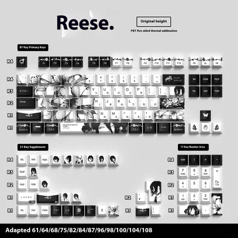 TOYOLEE Reze Character PBT Keycaps Chainsaw Man 74/135 Keys
