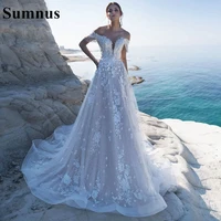 bohemian wedding dress off the shoulder beading v neck tulle beach wedding gowns lace appliques a line bride dresses lace up