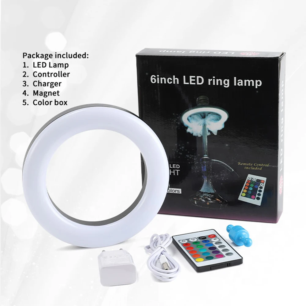 Модная светодиодная кольцевая лампа для кальяна 6 дюймов цветная световая панель