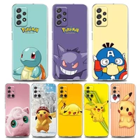 pokemon logo and icons phone case for samsung a01 a02 a11 a12 a21 s a31 a41 a32 a51 a71 a42 a52 a72 silicone case pikachu